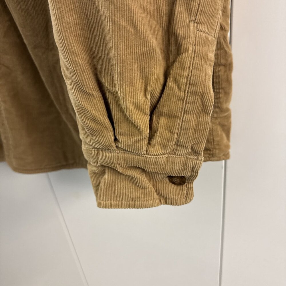 Levis Corduroy Coat Mens XXL Tan Brown Plaid Fleece‎ Flannel Lined Barn Shacket - Picture 3 of 11